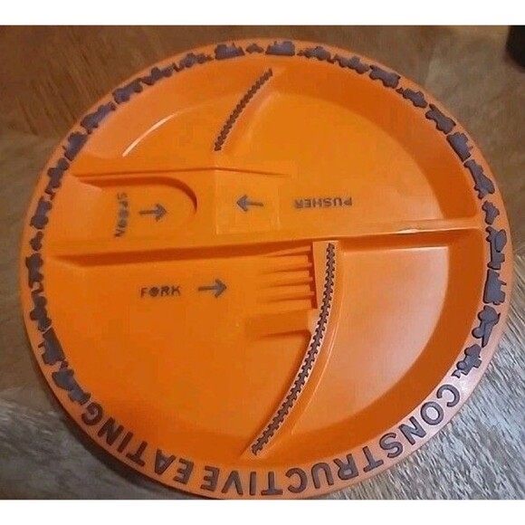 CONSTRUCTIVE EATING 2 LOT KIDS DINNER PLATE CONSTRUCTION THEME - Picture 2 of 3
